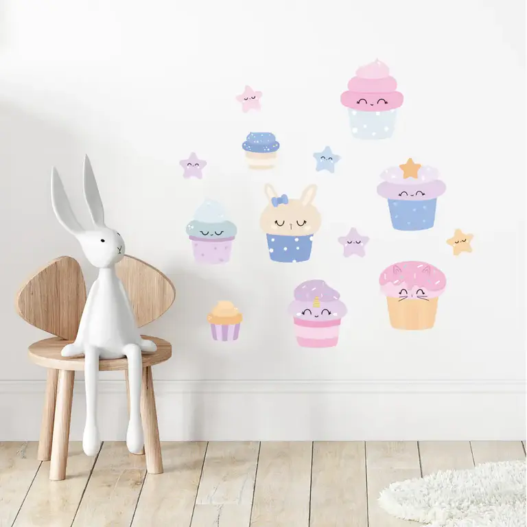 Cupcakes Wandsticker im Kinderzimmer