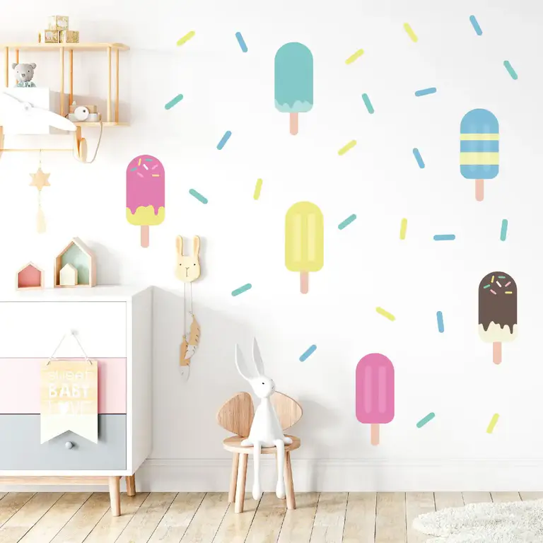 Eis am Stiel Wandsticker im Kinderzimmer