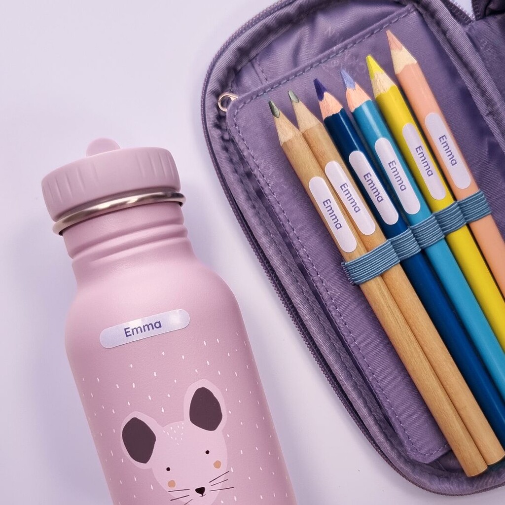 Namensaufkleber oder stempel – was ist besser für kita und schule? 3 Stifte-aufkleber personalisiert emma